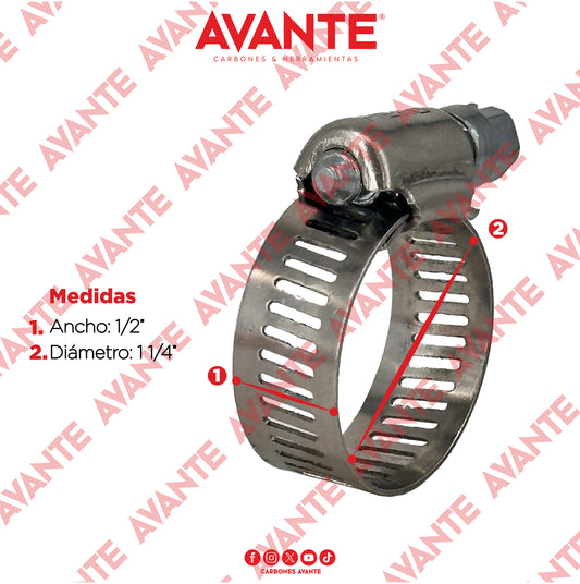 Abrazadera Sin Fin Avante Acero Inoxidable 1/2" a 1 1/4" - Paquete 100 Piezas