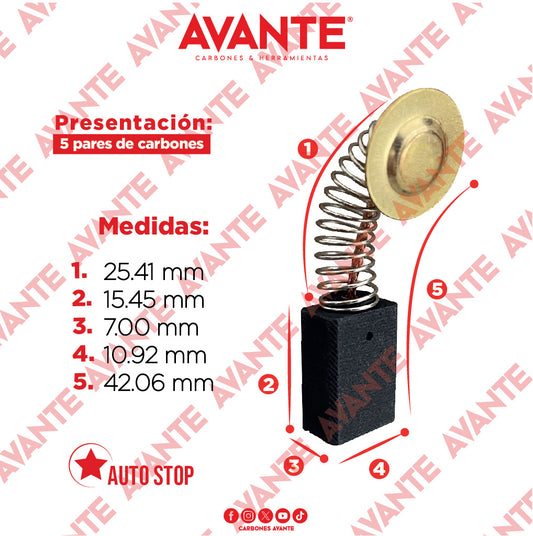 Carbones Avante Para Pulidora DEWALT (CAP-38) - Paquete 5 Pares
