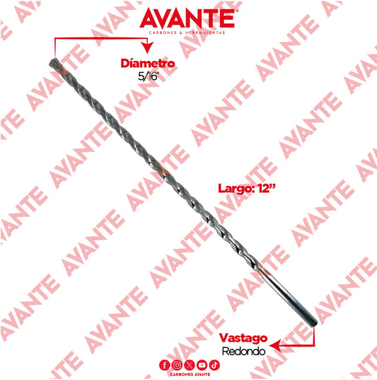 Broca Avante Para Concreto Larga 5/16" x 12" Vástago P3 - 1 Pieza