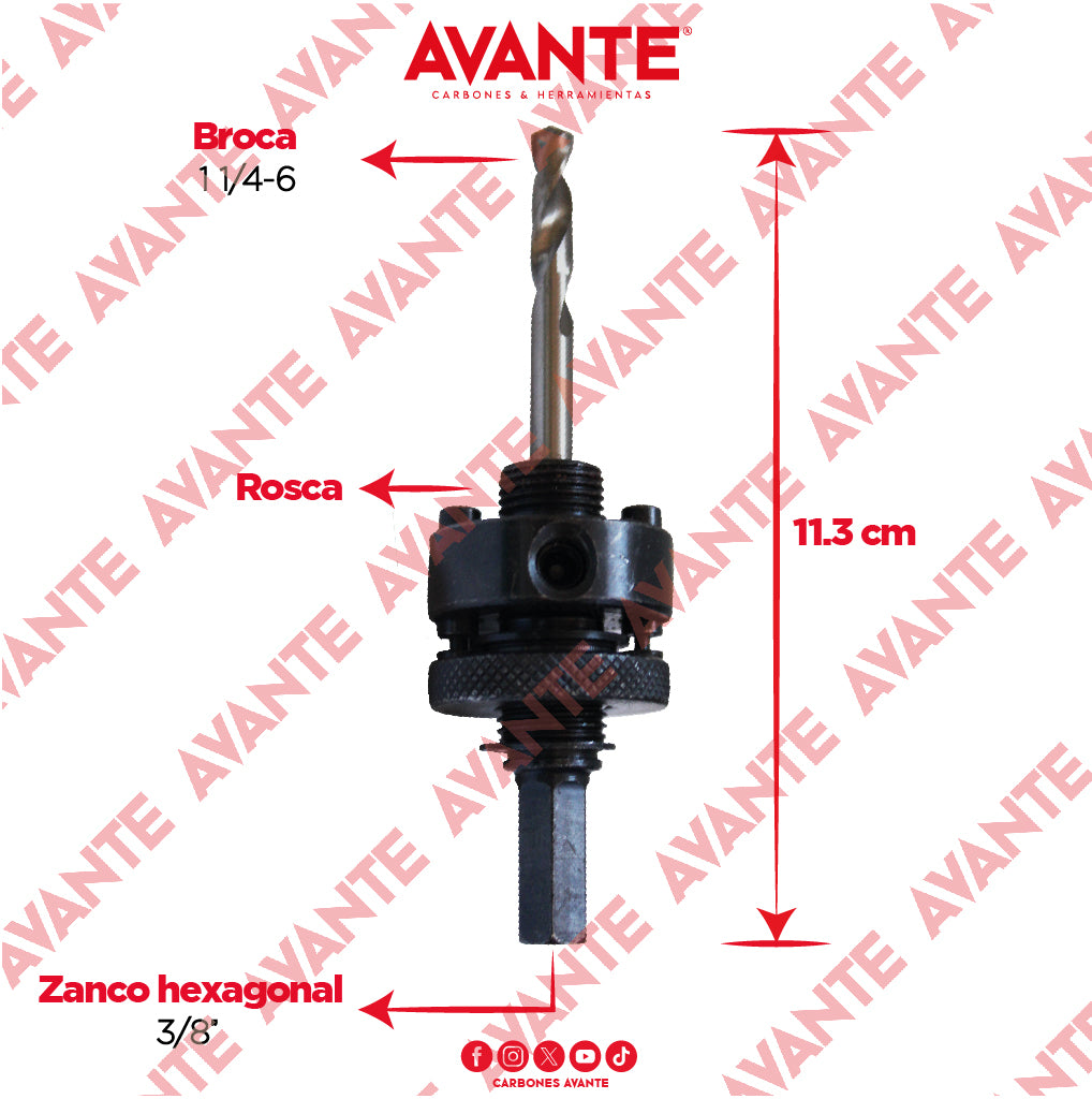 Accesorio Avante Árbol Para Broca Sierra Zanco 3/8" (1 1/4-6") - 1 Pieza