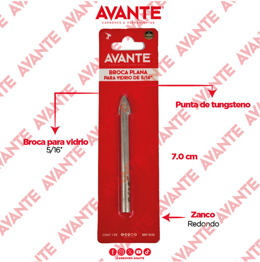 Broca Avante Para Vidrio y Cerámica 5/16" Punta de Carburo - 1 Pieza