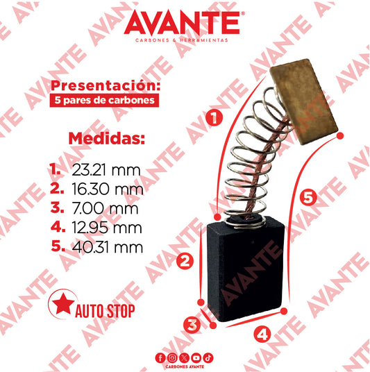 Carbones Avante Para Sierra Circular TRUPER (CAP-53)- Paquete 5 Pares