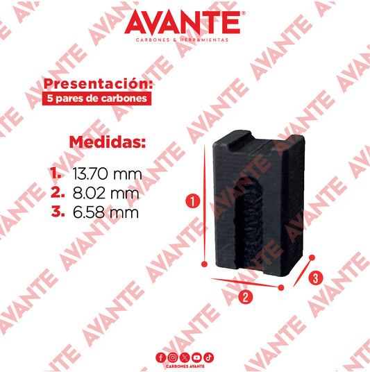 Carbones Avante Para Rotomartillo DEWALT 1/2" (CAP-61) - Paquete 5 Pares