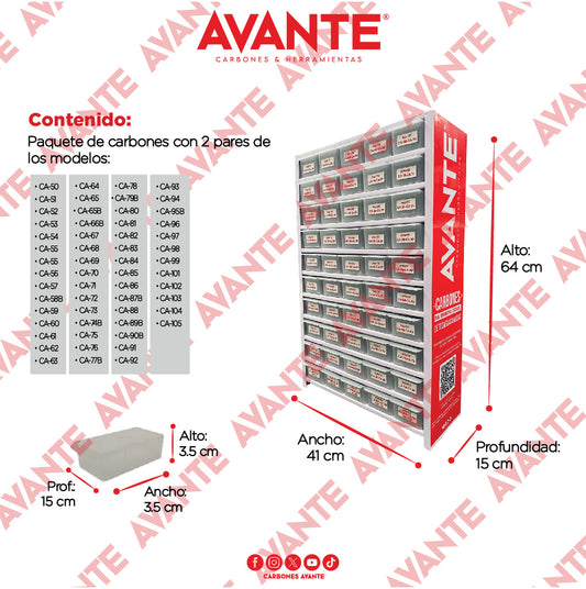 Paquete Organizador De Carbones Avante Metálico Chico Modelos 50 Al 105 - 1 Kit