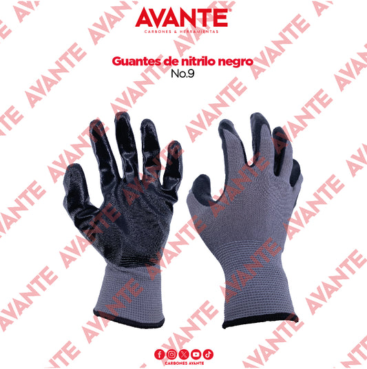 Guantes De Nitrilo Negro Avante Talla No. 9 - 1 Par