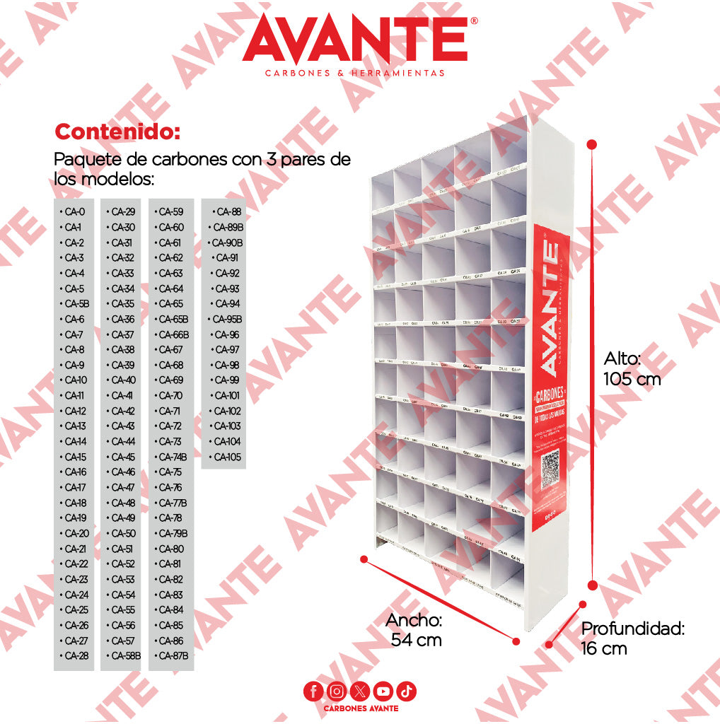 Paquete Organizador Metálico Grande De Carbones (Modelos 00 Al 105) - 1 Kit