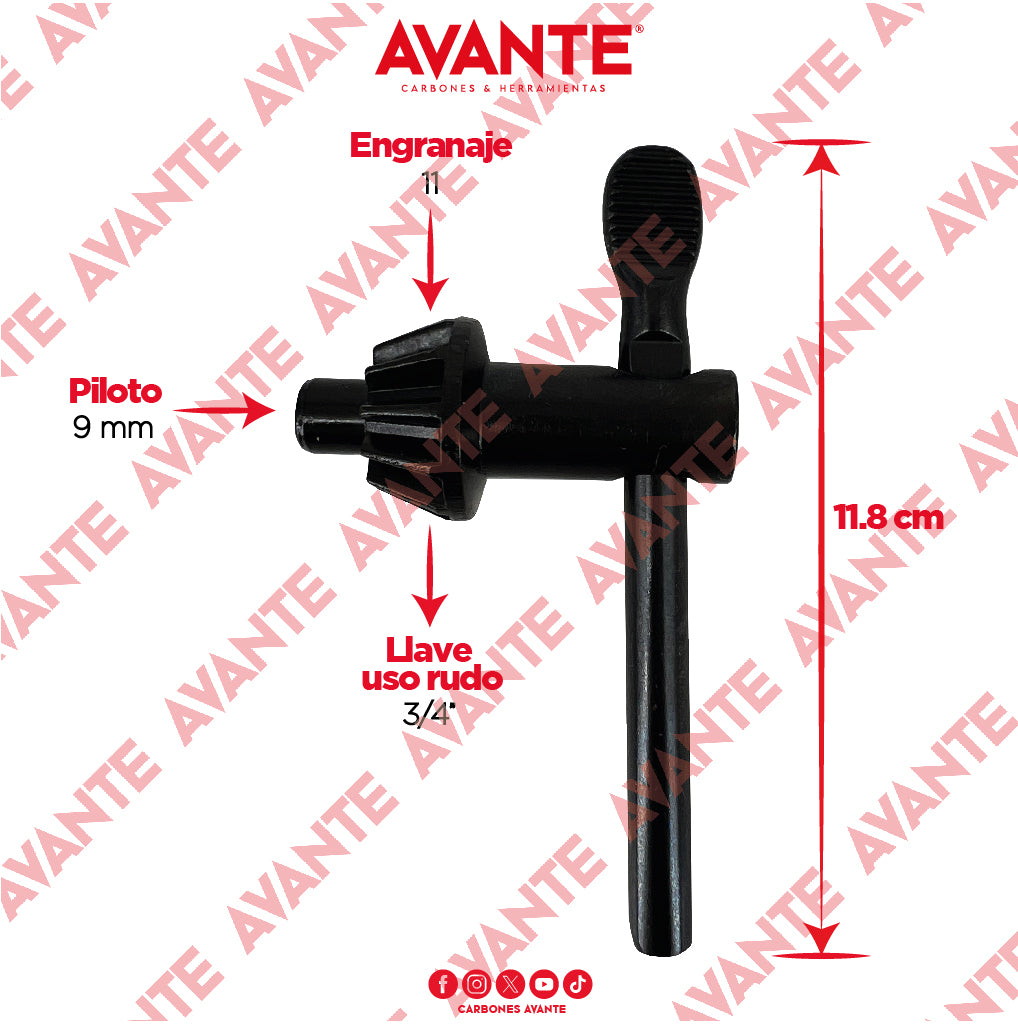 Llave Industrial Avante Para Broquero 3/4" (Piloto 9mm) - 1 Pieza