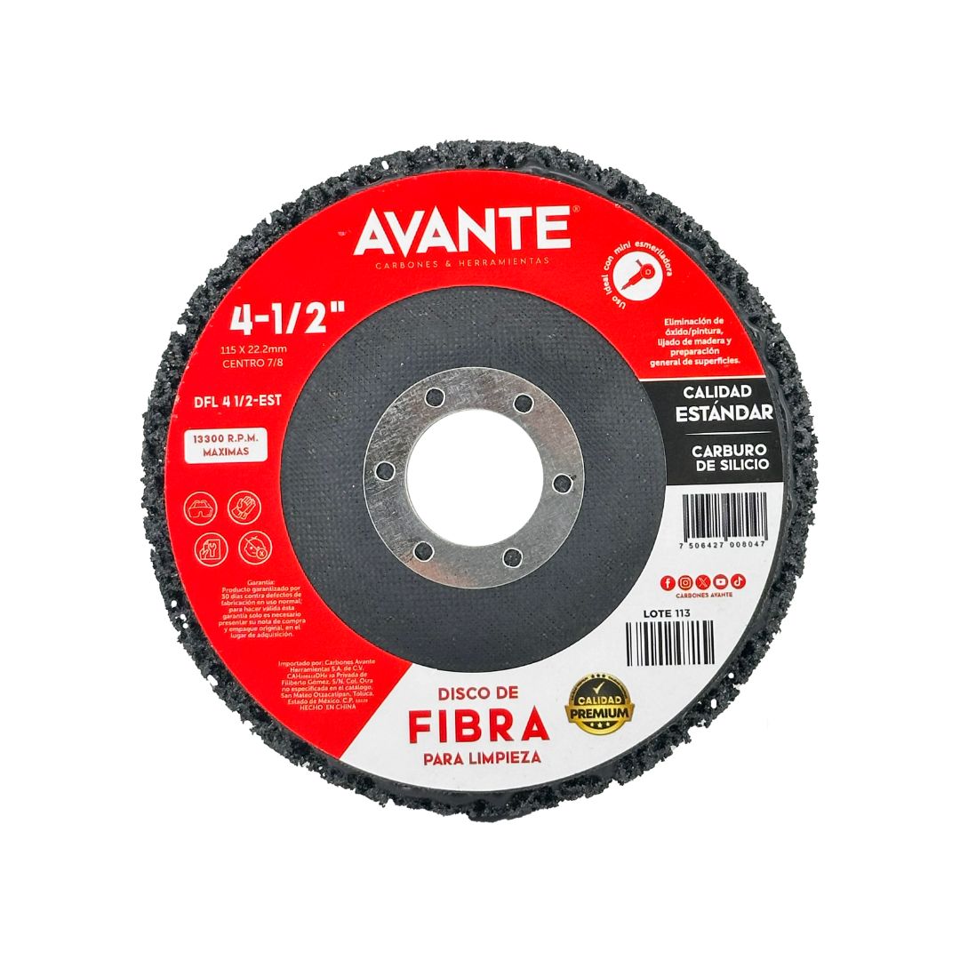 Disco Avante Fibra Para Limpieza Estándar 4-1/2" (Carburo de Silicio) - 1 Pieza