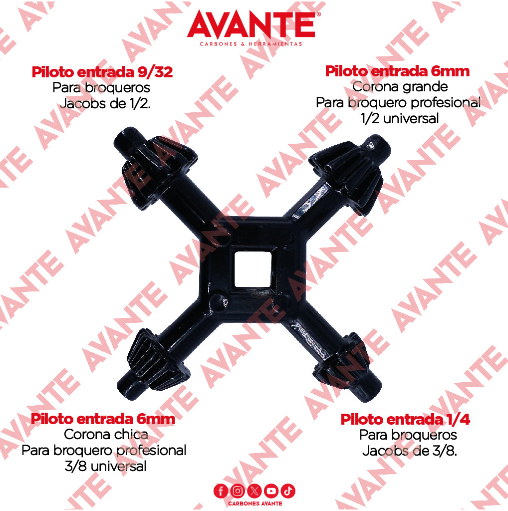 Llave 4 en 1 Avante Para Broquero Universal/Jacobs - 1 Pieza