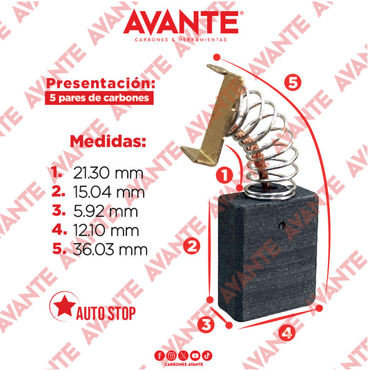 Carbones Avante Para Cortadora De Metales SURTEK (CAP-62)- Paquete 5 Pares