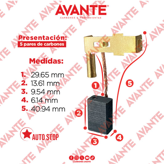 Carbones Avante Para Sierra Circular Y Router BOSCH (CAP-47) - Paquete 5 Pares