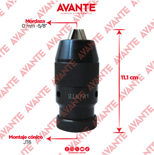 Broquero Avante Cónico Agarre Rápido Precisión 5/8" (1-16mm) Cono JT6 - 1 Pieza