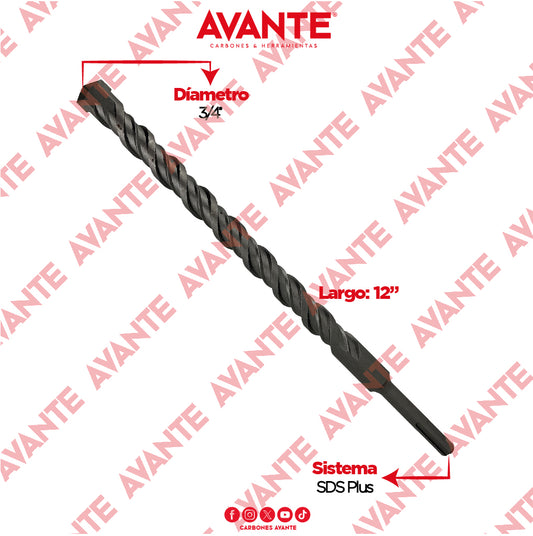 Broca Avante Profesional SDS Plus Para Concreto 3/4" x 12" - 1 Pieza