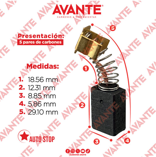 Carbones Avante Para Taladro Y Mini Esmeriladora MAKITA (CAP-32) - Paquete 5 Pares