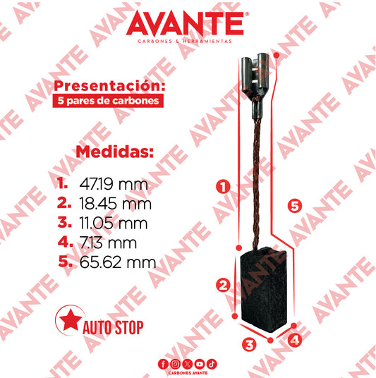 Carbones Avante Para Router BLACK & DECKER (CAP-85)- Paquete 5 Pares