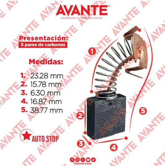 Carbones Avante Para Cortadora De Metales DEWALT (CAP-41)- Paquete 5 Pares