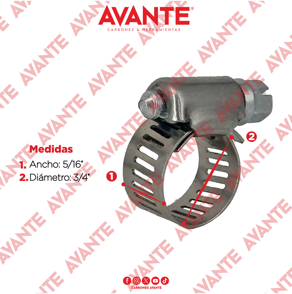 Abrazadera Sin Fin Avante Acero Inoxidable 5/16" a 3/4" - Paquete 100 Piezas