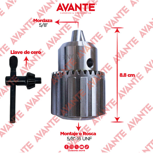 Broquero Industrial Avante Uso Rudo Con Llave 5/8" x 5/8"-16 UNF (1.0-16mm) - 1 Pieza