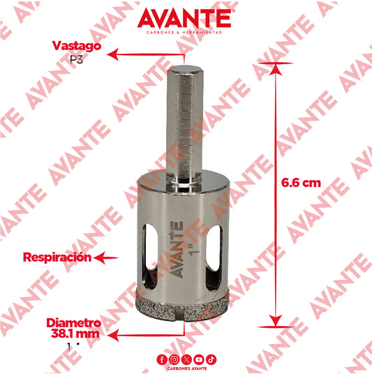 Broca Diamantada Avante 1" Con Vástago P3 De 1/4" - 1 Pieza