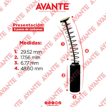 Carbones Avante Para Taladro 1/2" BLACK & DECKER (CAP-3) - Paquete 5 Pares