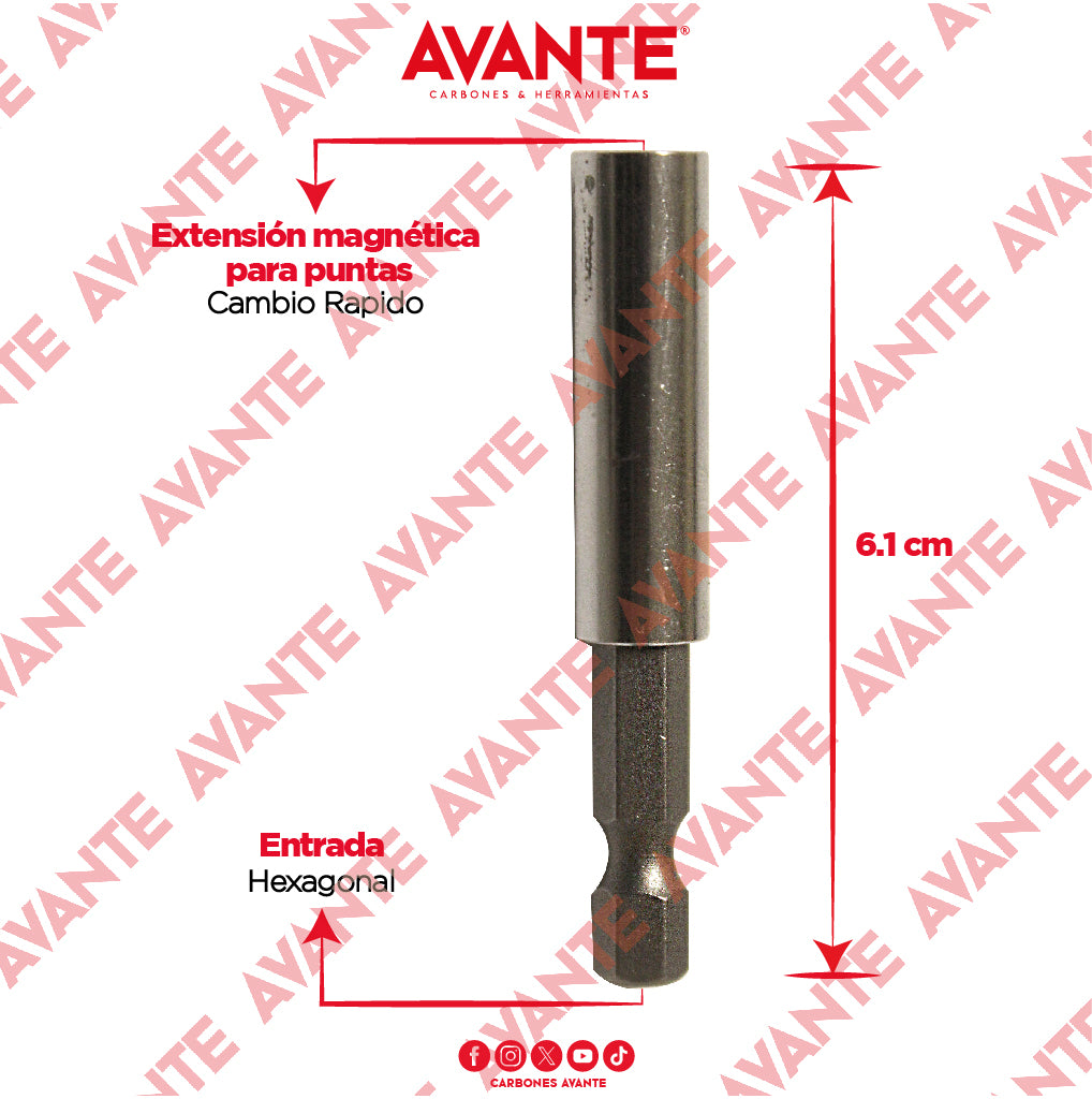 Extensión Avante Magnética Para Puntas Cambio Rápido - 1 Pieza