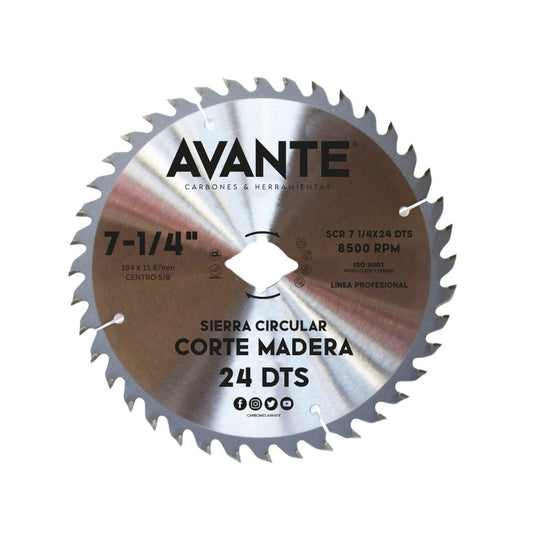 Sierra Circular Avante Corte Madera Centro Rombo 7-1/4" 24 Dientes - 1 Pieza