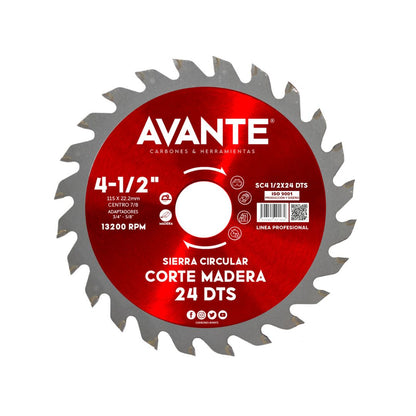 Sierra Circular Avante Para Madera 4-1/2" 24 Dientes (Carburo de Tungsteno) - 1 Pieza
