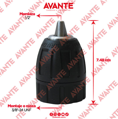 Broquero Profesional Avante Agarre Rápido 1/2" x 3/8"-24 UNF (1.9-13mm) - 1 Pieza
