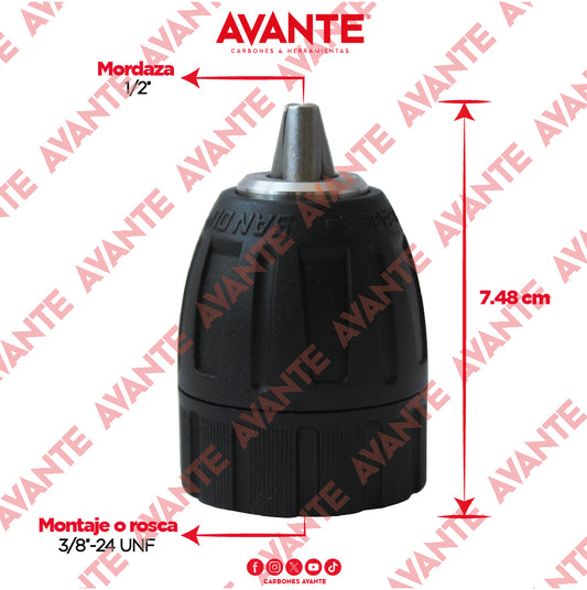 Broquero Profesional Avante Agarre Rápido 1/2" x 3/8"-24 UNF (1.9-13mm) - 1 Pieza