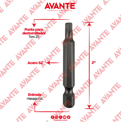 Puntas Magnéticas Avante Destornillador Torx 25 Acero S2 - Paquete 10 Piezas