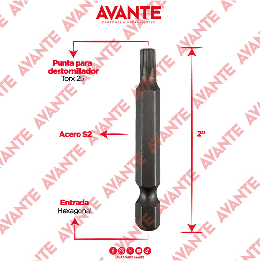 Puntas Magnéticas Avante Destornillador Torx 25 Acero S2 - Paquete 10 Piezas