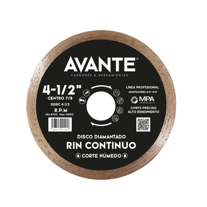 Disco Diamantado Avante Rin Continuo 4-1/2" Corte Húmedo (13000 RPM) - 1 Pieza