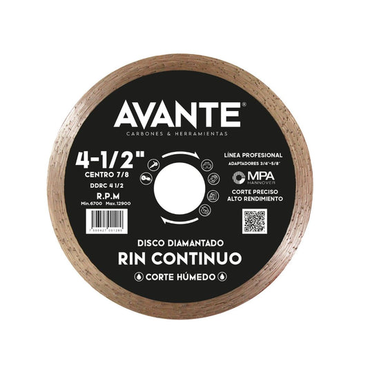Disco Diamantado Avante Rin Continuo 4-1/2" Corte Húmedo (13000 RPM) - 1 Pieza