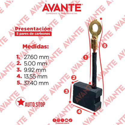 Carbones Avante Para Rotomartillo TRUPER (CAP-51) - Paquete 5 Pares