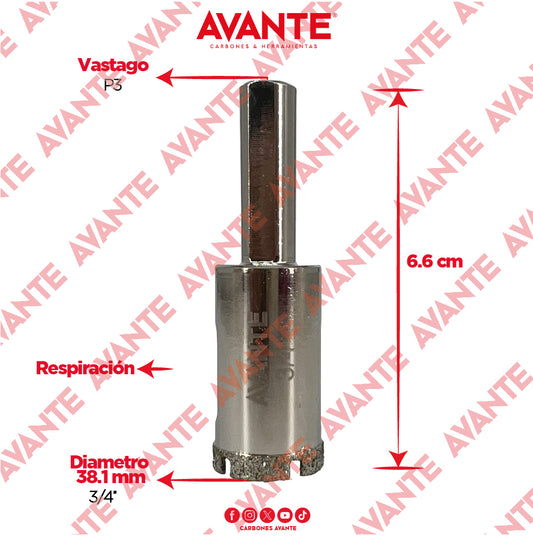 Broca Diamantada Avante 3/4" Con Vástago P3 De 1/4" - 1 Pieza