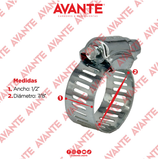 Abrazadera Sin Fin Avante Acero Galvanizado 1/2" a 7/8" - Paquete 100 Piezas