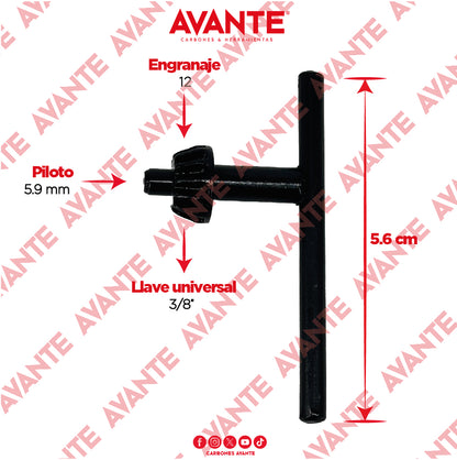 Llave Universal Avante Para Broquero 3/8" (Piloto 6mm) - 1 Pieza