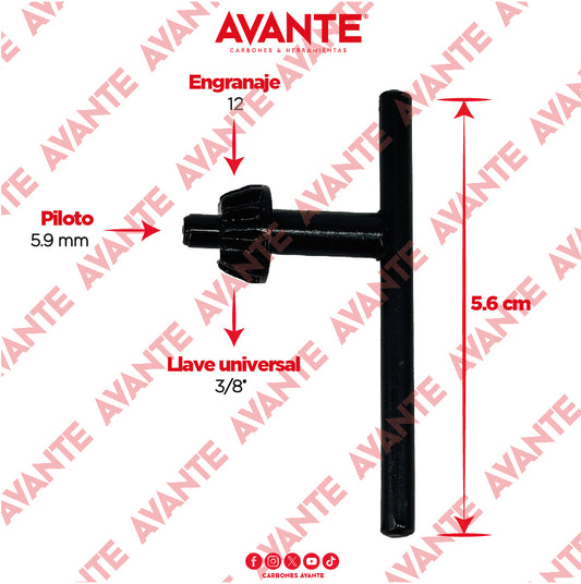 Llave Universal Avante Para Broquero 3/8" (Piloto 6mm) - 1 Pieza