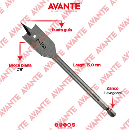 Broca Plana Avante Para Madera 7/8" Vástago Hexagonal - 1 Pieza