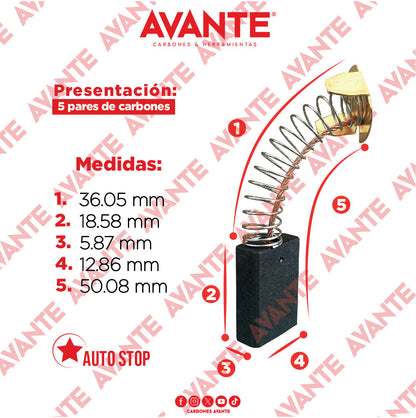 Carbones Avante Para Esmeriladora DEWALT (CAP-24)- Paquete 5 Pares
