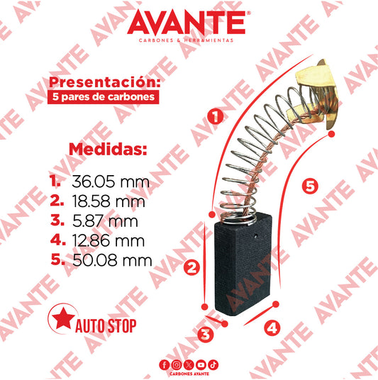 Carbones Avante Para Esmeriladora DEWALT (CAP-24)- Paquete 5 Pares