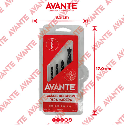 Paquete de Brocas Avante Para Madera HCS (4 a 8 mm) - 4 Piezas