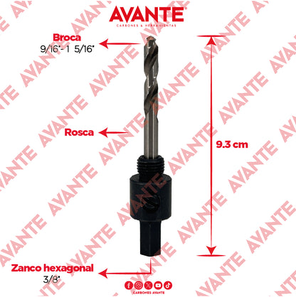 Árbol Para Broca Sierra Zanco 3/8" (9/16" a 13/16") - 1 Pieza