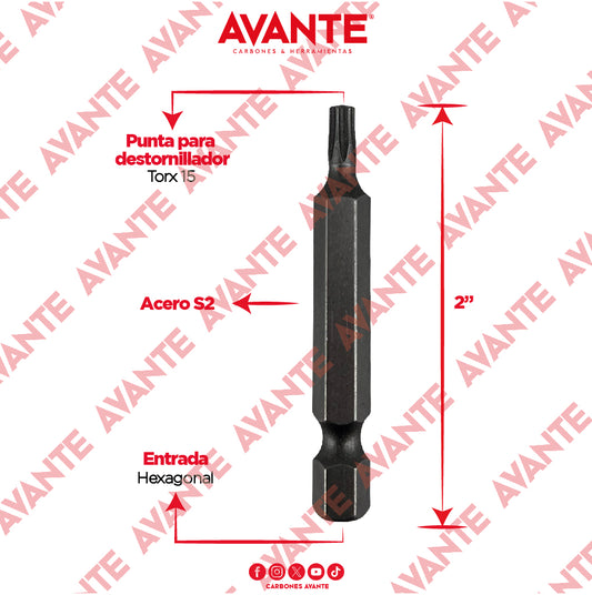 Puntas Magnéticas Avante Destornillador Torx 15 Acero S2 - Paquete 10 Piezas