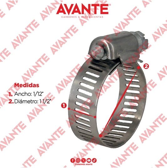 Abrazadera Sin Fin Avante Acero Inoxidable 1/2" a 1 1/2" - Paquete 100 Piezas