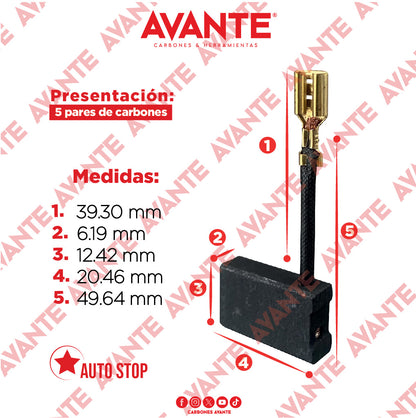 Carbones Avante Para Cortadora De Metales DEWALT (CAP-27)- Paquete 5 Pares