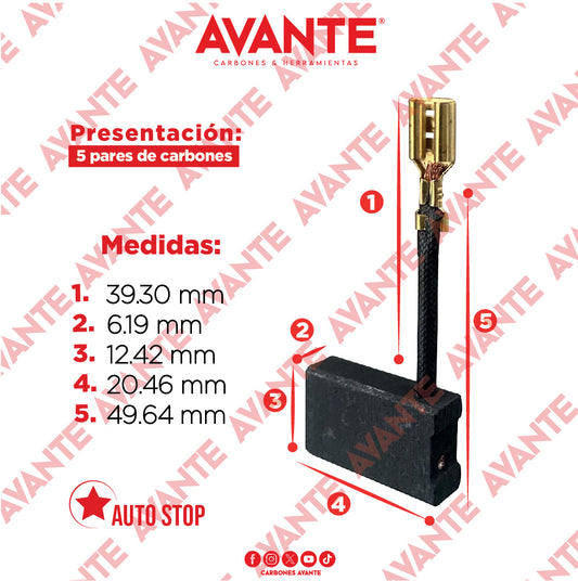 Carbones Avante Para Cortadora De Metales DEWALT (CAP-27)- Paquete 5 Pares