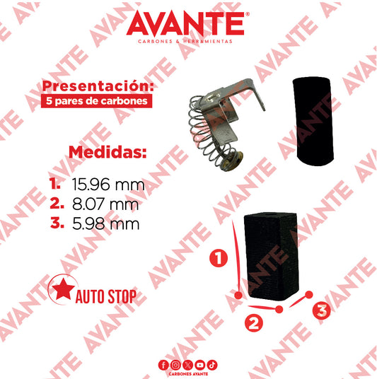 Carbones Avante Para Sierra Sable MILWAUKEE (CAP-90) - Paquete 5 Pares