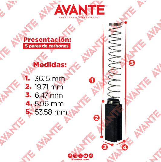 Carbones Avante Para Licuadora MAN (CAP-103)- Paquete 5 Pares