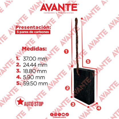 Carbones Avante  Para Taladro Magnético (CAP-77)- Paquete 5 Pares
